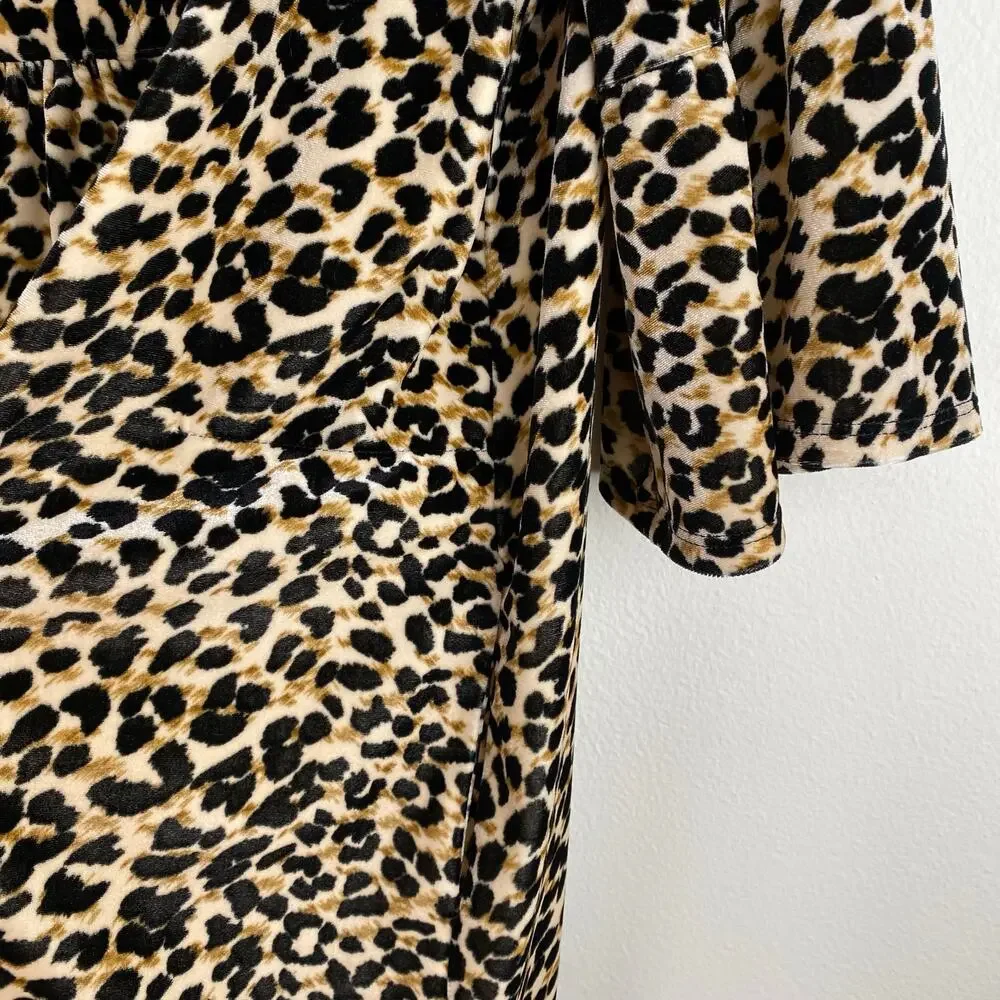 Jude Connally Kerry Animal Velvet Shift Dress Beige Black Size XL - Picture 7 of 11